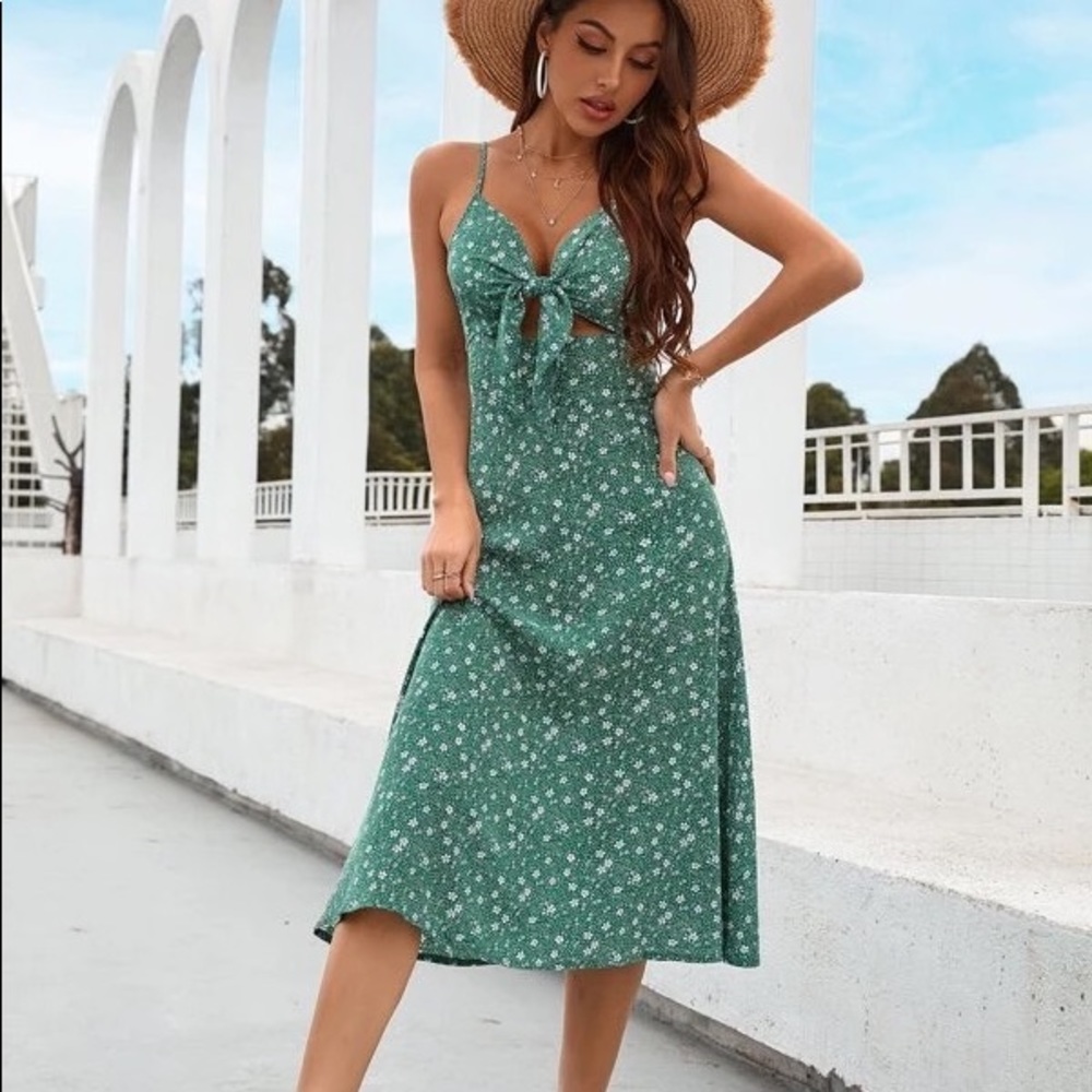 Ditsy Floral Tie-Front Cami Dress